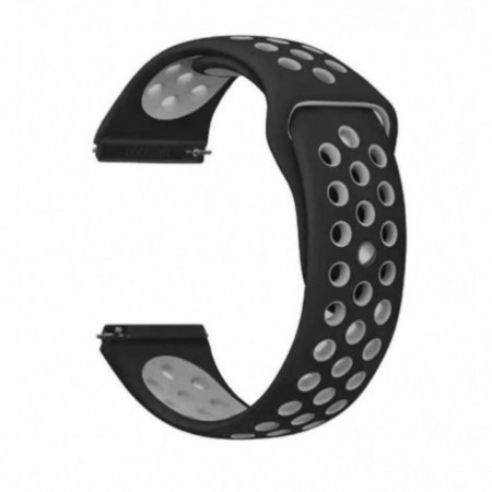 Силиконова каишка, съвместима с Huawei Watch GT5|GT4|GT3|GT3|GT2 46mm|GT 2e|Galaxy Watch 3 45mm, черно/сиво