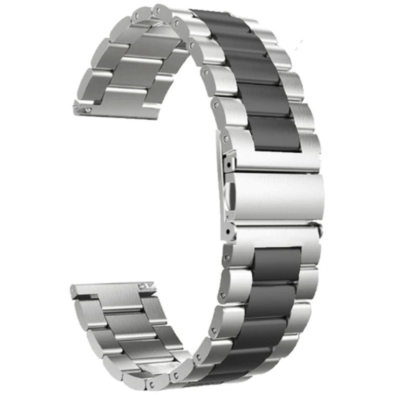 Каишка от неръждаема стомана, съвместима с Huawei Watch GT5|GT4|GT3|GT3|GT2 46mm|GT 2e|Galaxy Watch 3 45mm, Стерлинг черно