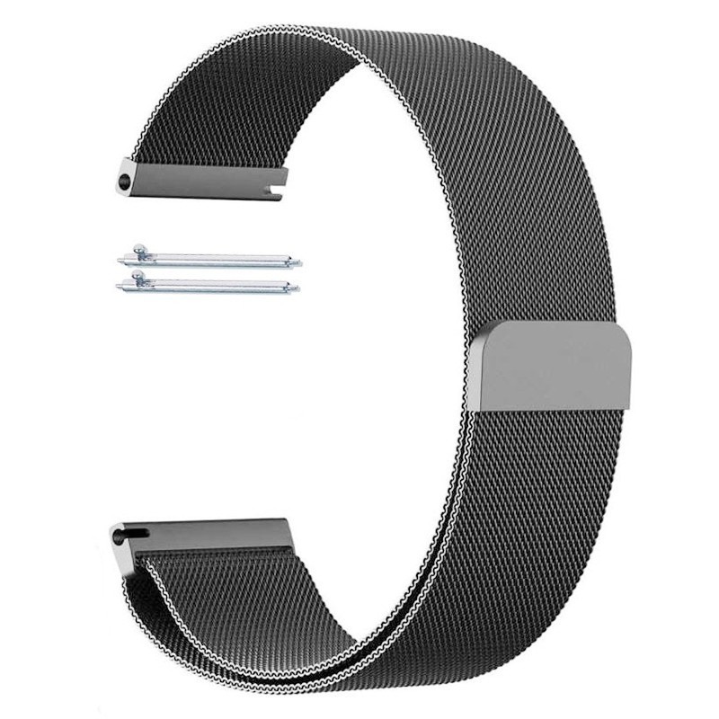Каишка тип Milanese Loop Slim, съвместима с Huawei Watch GT5|GT4|GT3|GT3|GT2 46mm|GT 2e|Galaxy Watch 3 45mm, Стерлинг черно