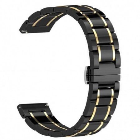 Керамична каишка, съвместима с Huawei Watch GT5|GT4|GT3|GT3|GT2 46mm|GT 2e|Galaxy Watch 3 45mm, Черно злато