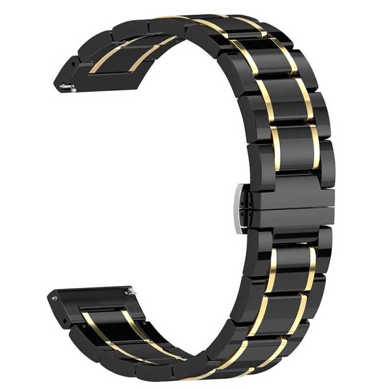 Керамична каишка, съвместима с Huawei Watch GT5|GT4|GT3|GT3|GT2 46mm|GT 2e|Galaxy Watch 3 45mm, Черно злато