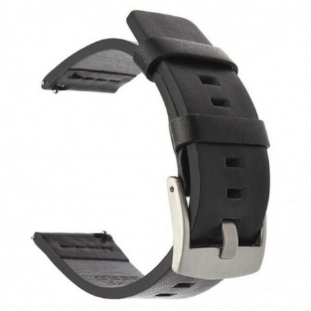 Каишка от естествена кожа, съвместима със Galaxy Watch7|Watch 6|Watch 5|Huawei Watch GT4|GT3|GT3 Pro|GT2 42mm, Черно/Сребристо