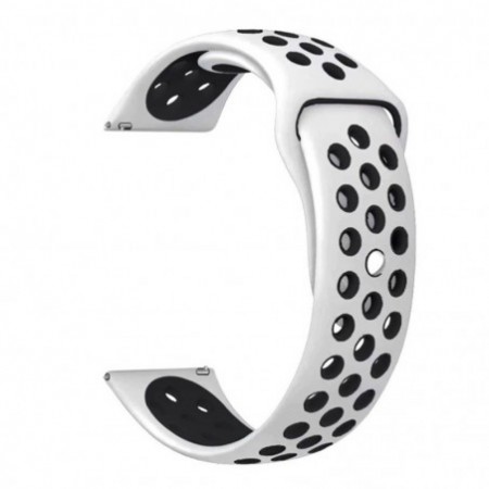Силиконова каишка, съвместима със Galaxy Watch7|Watch 6|Watch 5|Huawei Watch GT4|GT3|GT3 Pro|GT2 42mm, Бяло/Черно
