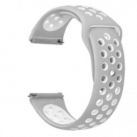 Силиконова каишка, съвместима със Galaxy Watch7|Watch 6|Watch 5|Huawei Watch GT4|GT3|GT3 Pro|GT2 42mm, Сиво/Бяло