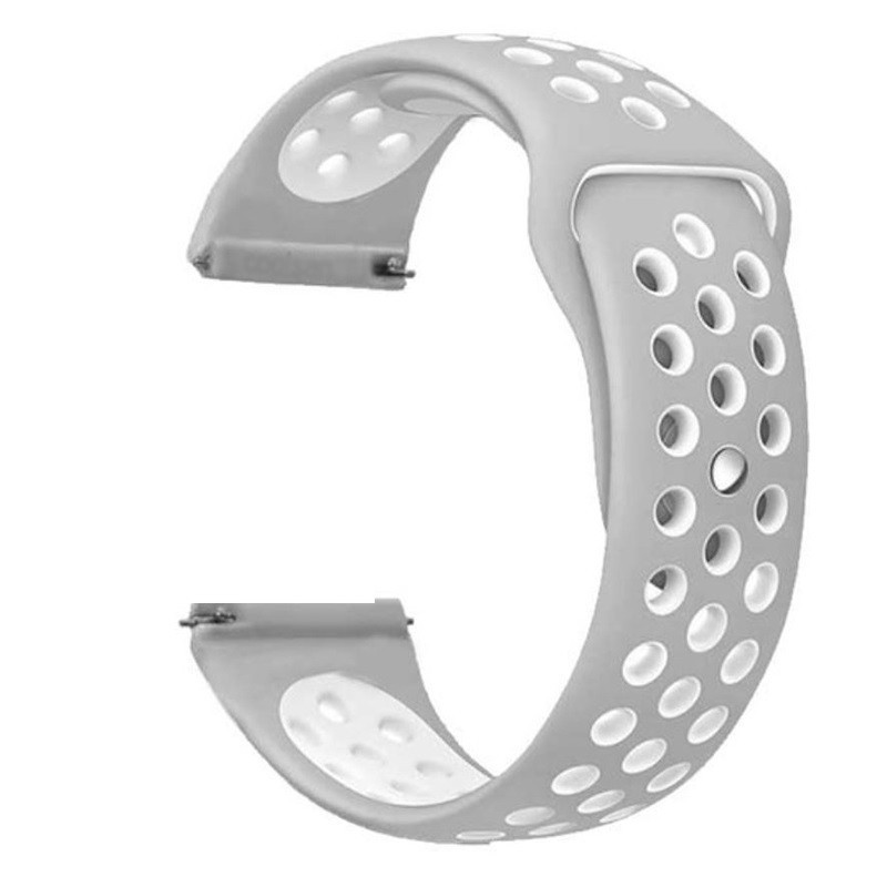 Силиконова каишка, съвместима със Galaxy Watch7|Watch 6|Watch 5|Huawei Watch GT4|GT3|GT3 Pro|GT2 42mm, Сиво/Бяло
