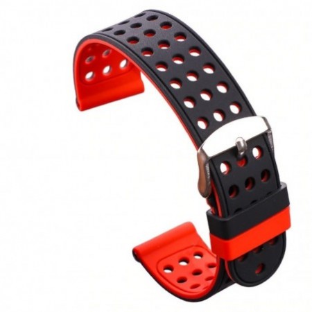 Двустранна силиконова каишка, съвместима със Galaxy Watch7|Watch 6|Watch 5|Huawei Watch GT4|GT3|GT3 Pro|GT2 42mm, Червено/Черно