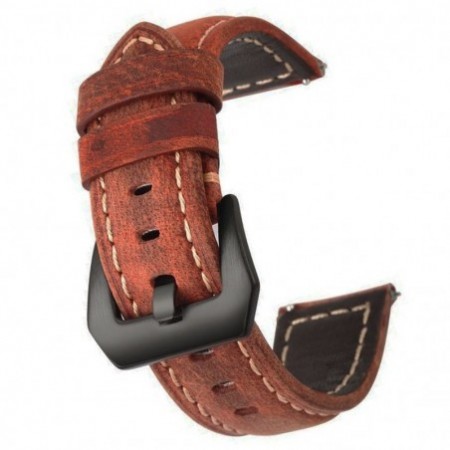 Каишка от естествена кожа, съвместима със Galaxy Watch7|Watch 6|Watch 5|Huawei Watch GT4|GT3|GT3 Pro|GT2 42mm, Ярко кафяво