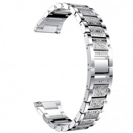 Стоманена каишка, съвместима със Galaxy Watch7|Watch 6|Watch 5|Huawei Watch GT4|GT3|GT3 Pro|GT2 42mm, Сребърен диамант