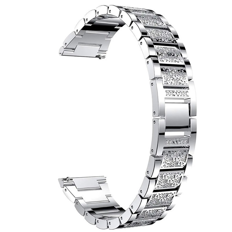 Стоманена каишка, съвместима със Galaxy Watch7|Watch 6|Watch 5|Huawei Watch GT4|GT3|GT3 Pro|GT2 42mm, Сребърен диамант