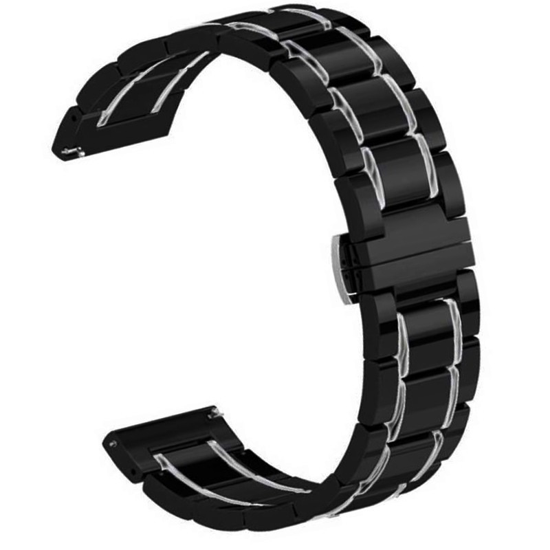 Керамична гривна, съвместима със Galaxy Watch7|Watch 6|Watch 5|Huawei Watch GT4|GT3|GT3 Pro|GT2 42mm, Черно-сребристо