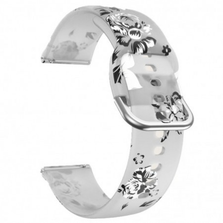 Силиконова каишка, съвместима със Galaxy Watch7|Watch 6|Watch 5|Huawei Watch GT4|GT3|GT3 Pro|GT2 42mm, Прозрачно цвете