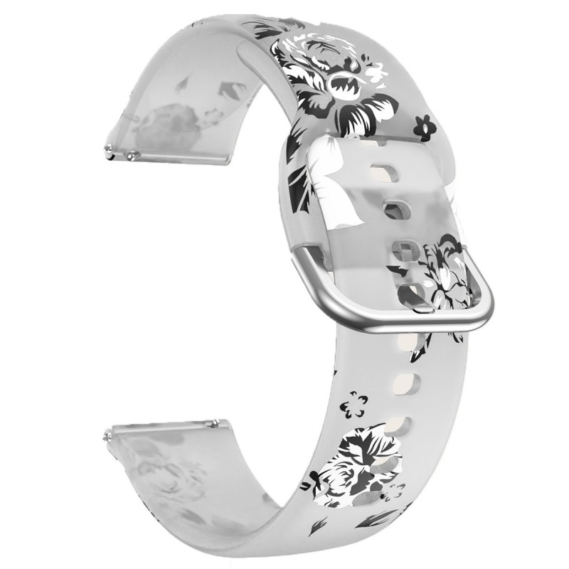 Силиконова каишка, съвместима със Galaxy Watch7|Watch 6|Watch 5|Huawei Watch GT4|GT3|GT3 Pro|GT2 42mm, Прозрачно цвете