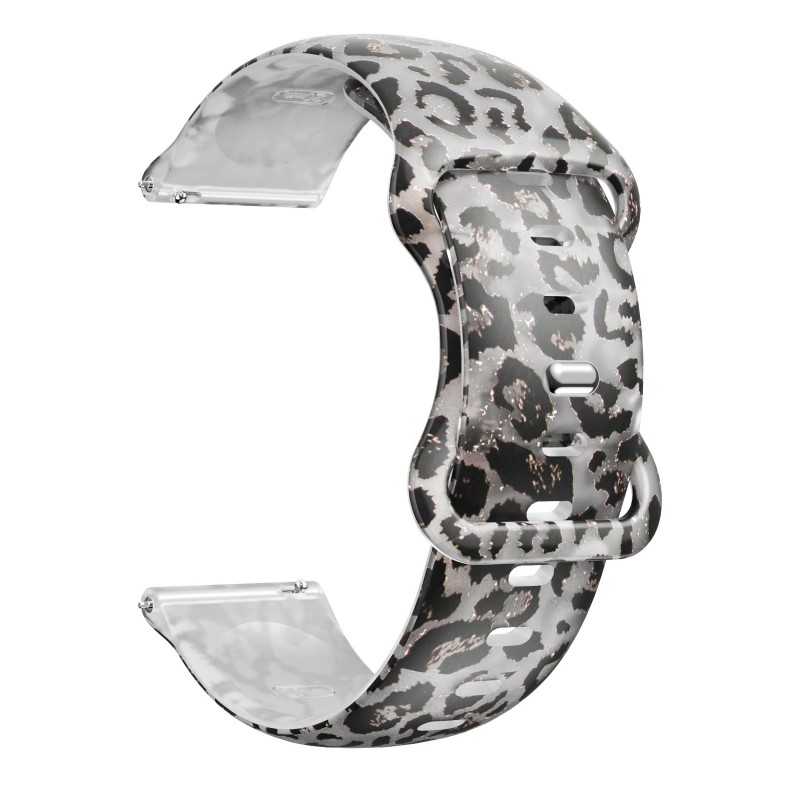 Силиконова каишка, съвместима със Galaxy Watch7|Watch 6|Watch 5|Huawei Watch GT4|GT3|GT3 Pro|GT2 42mm, Черен леопард