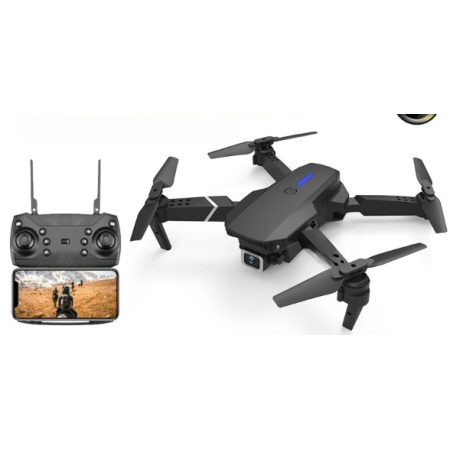 Дрон E88PRO FullHD 1080p – WiFi, сгъваем, 12 мин. полет + твърд калъф