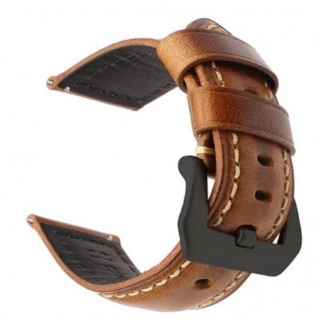 Кожена каишка, съвместима с Huawei Watch GT5, GT4, GT3, GT2 46mm, GT 2e, Galaxy Watch 3 45mm, Кафява