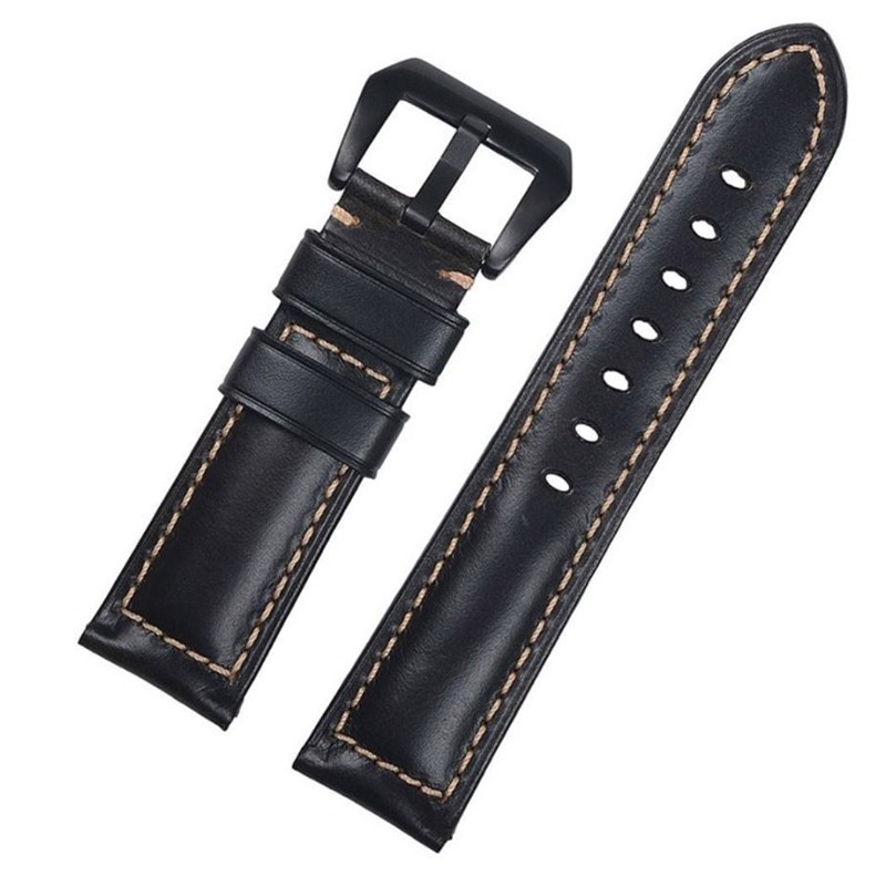 Кожена каишка, съвместима с Huawei Watch GT5, GT4, GT3, GT2 46mm, GT 2e, Galaxy Watch 3 45mm, Черна