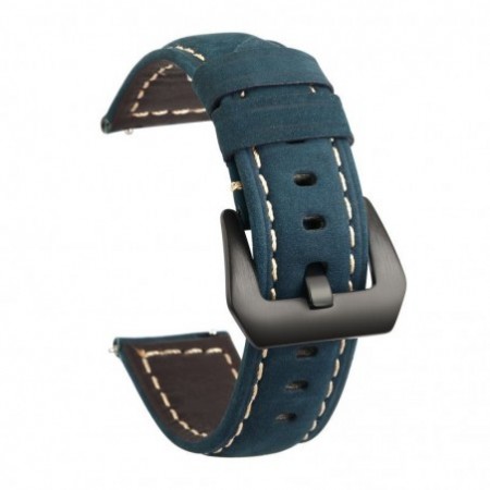 Кожена каишка, съвместима с Huawei Watch GT5, GT4, GT3, GT2 46mm, GT 2e, Galaxy Watch 3 45mm, Синя