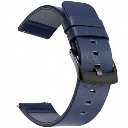 Естествена кожена каишка, съвместима с Huawei Watch GT5|GT4|GT3|GT3|GT2 46mm|GT 2e|Galaxy Watch 3 45mm, синьо