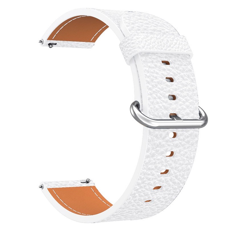 Кожена каишка, съвместима с Huawei Watch GT5|GT4|GT3|GT3|GT2 46mm|GT 2e|Galaxy Watch 3 45mm, 18cm, бяло