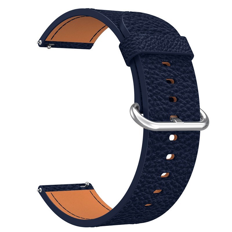 Кожена каишка, съвместима с Huawei Watch GT5|GT4|GT3|GT3|GT2 46mm|GT 2e|Galaxy Watch 3 45mm, 18cm, полунощно синьо