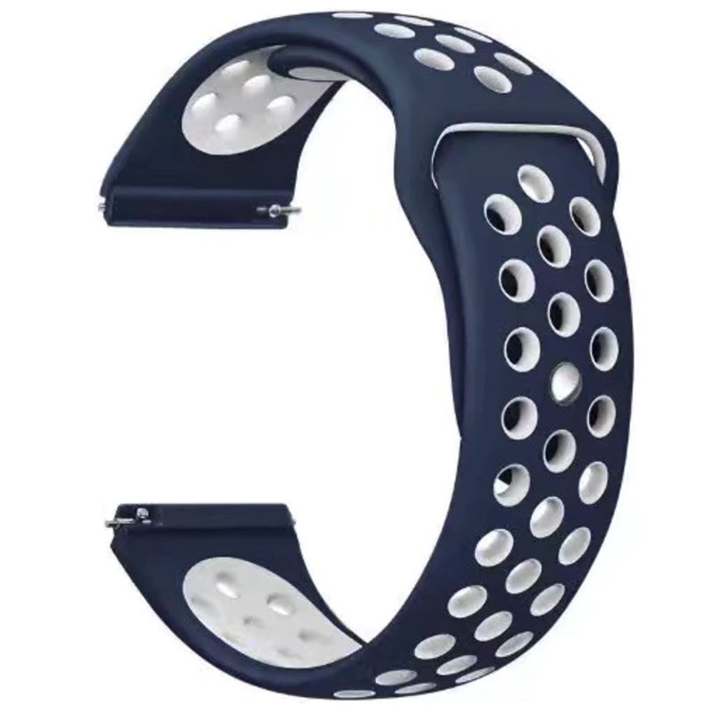 Силиконова каишка, съвместима с Huawei Watch GT5|GT4|GT3|GT3|GT2 46mm|GT 2e|Galaxy Watch 3 45mm, синьо-бяло