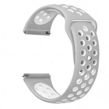 Силиконова каишка, съвместима с Huawei Watch GT5|GT4|GT3|GT3|GT2 46mm|GT 2e|Galaxy Watch 3 45mm, бяло/сиво