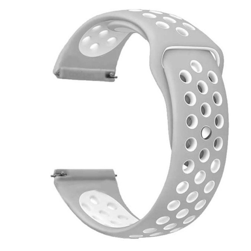 Силиконова каишка, съвместима с Huawei Watch GT5|GT4|GT3|GT3|GT2 46mm|GT 2e|Galaxy Watch 3 45mm, бяло/сиво