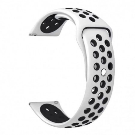 Силиконова каишка, съвместима с Huawei Watch GT5|GT4|GT3|GT3|GT2 46mm|GT 2e|Galaxy Watch 3 45mm, бяло/черно