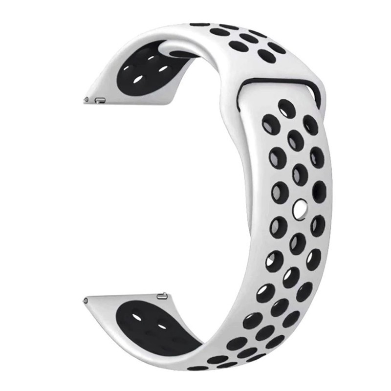 Силиконова каишка, съвместима с Huawei Watch GT5|GT4|GT3|GT3|GT2 46mm|GT 2e|Galaxy Watch 3 45mm, бяло/черно